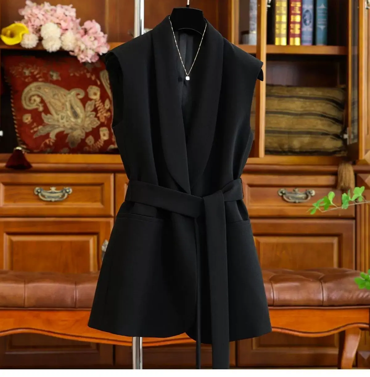 Women Work Pant Suits Vest Jacket Coat Top And Trousers Two Piece Set Office Outfits Female Formal Occasion Black Cloth Uniform