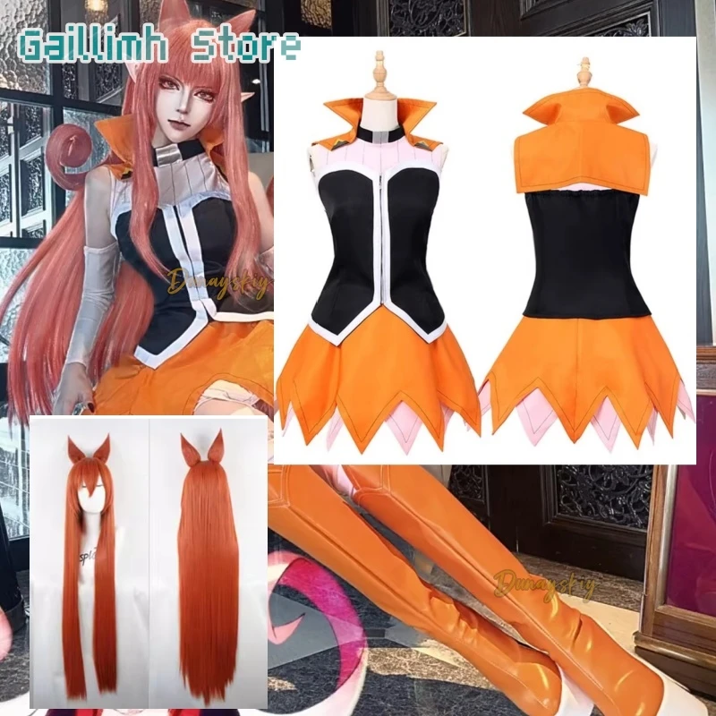 

Аниме: Добро пожаловать в школу Демон! Косплей Амери Азазел из Iruma-kun: Оранжевое школьное платье JK, милое мини-платье, парик для женщин, 2026