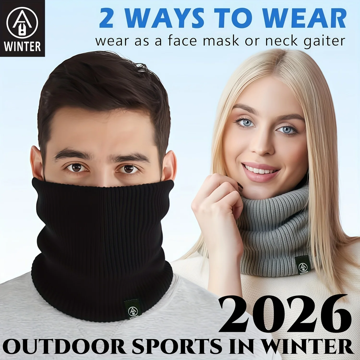 

Knitted Neck Warmer Scarf Soft Thick Winter Sports Collar for Men and Women Fashion Outdoor Running Hiking Skating Cold-Proof Fa