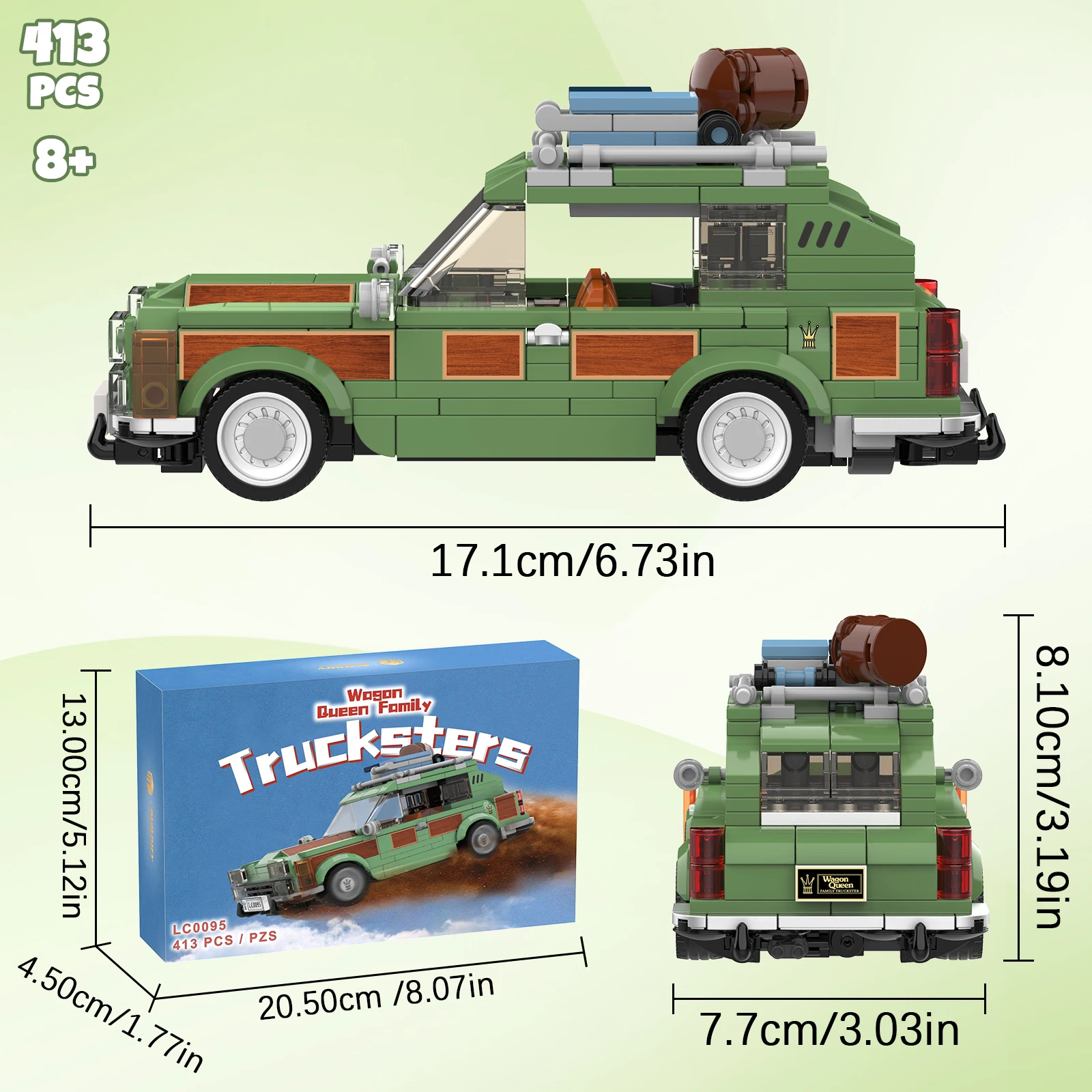 Family Vacation Wagon Queen Truckster Road Trip Toy Building Set, Camper Toy Kit, Creative Gift for Fans, Kids Boy 8-14, 413 Pcs