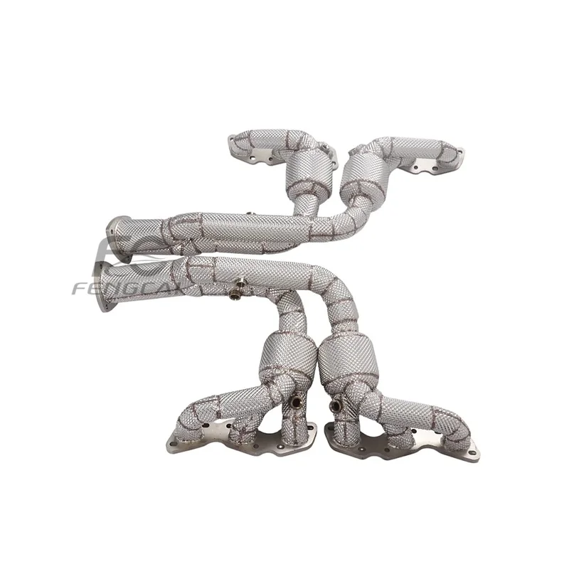 Custom SS304 Car Performance Exhaust Header for Aston Martin DB9 6.0 V12 Exhaust Pipes Downpipe 200cell with Heat Shield