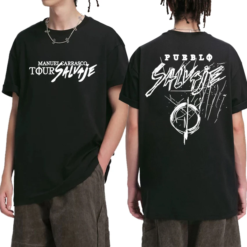 

Hot Rapper Manuel Carrasco Salvaje world Tour 2025 New T shirt Men Women Vintage streetwear Unisex Cotton short sleeve T-shirts