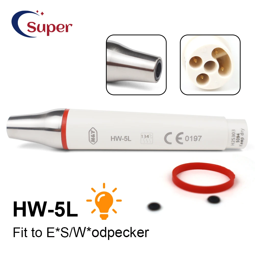 

Dental Metal Head Ultrasonic Scaler Handpiece HW-5L LED with Light Dental Ultrasonic Scaler 135° Sterilized Fit For EMS Tips