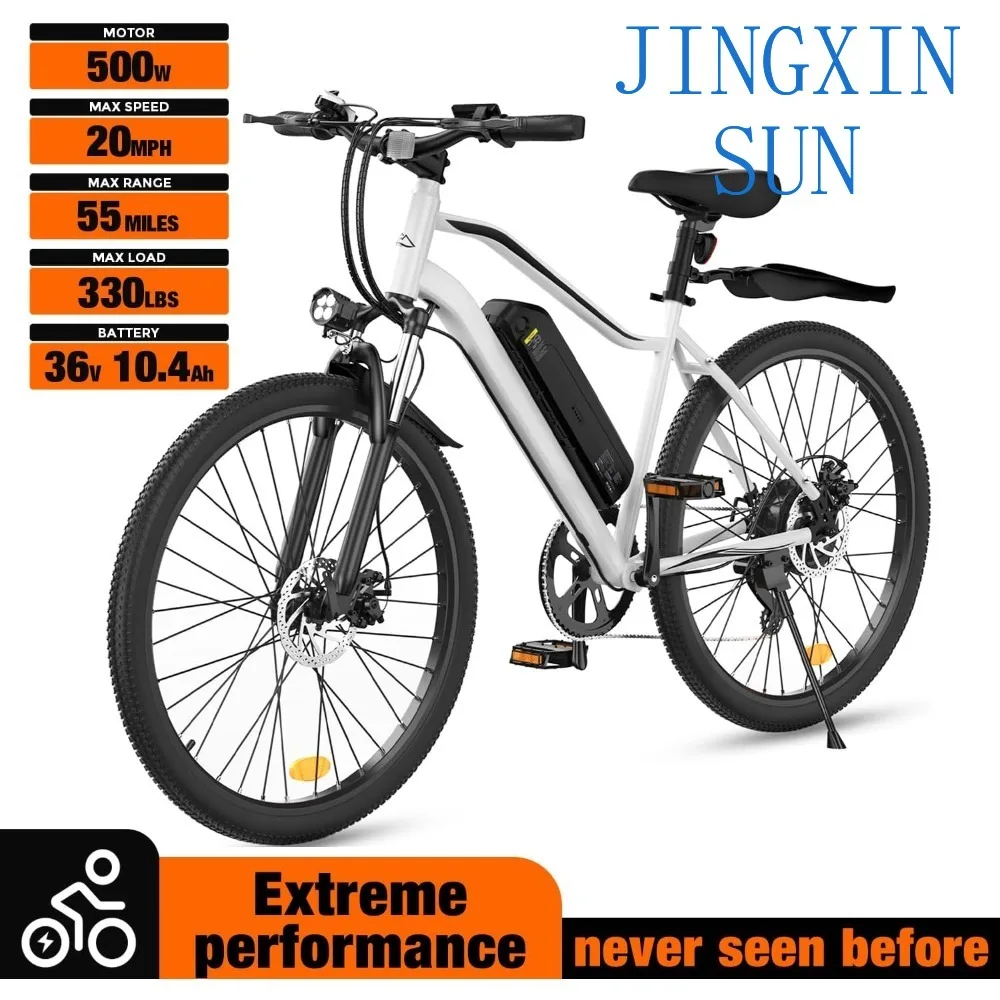 Electric Bike - 500W/1000W Peak Motor Electric Bicycle, 20MPH, 55/60 Miles, Removable Battery, Shock Absorber, 5/7-Speed