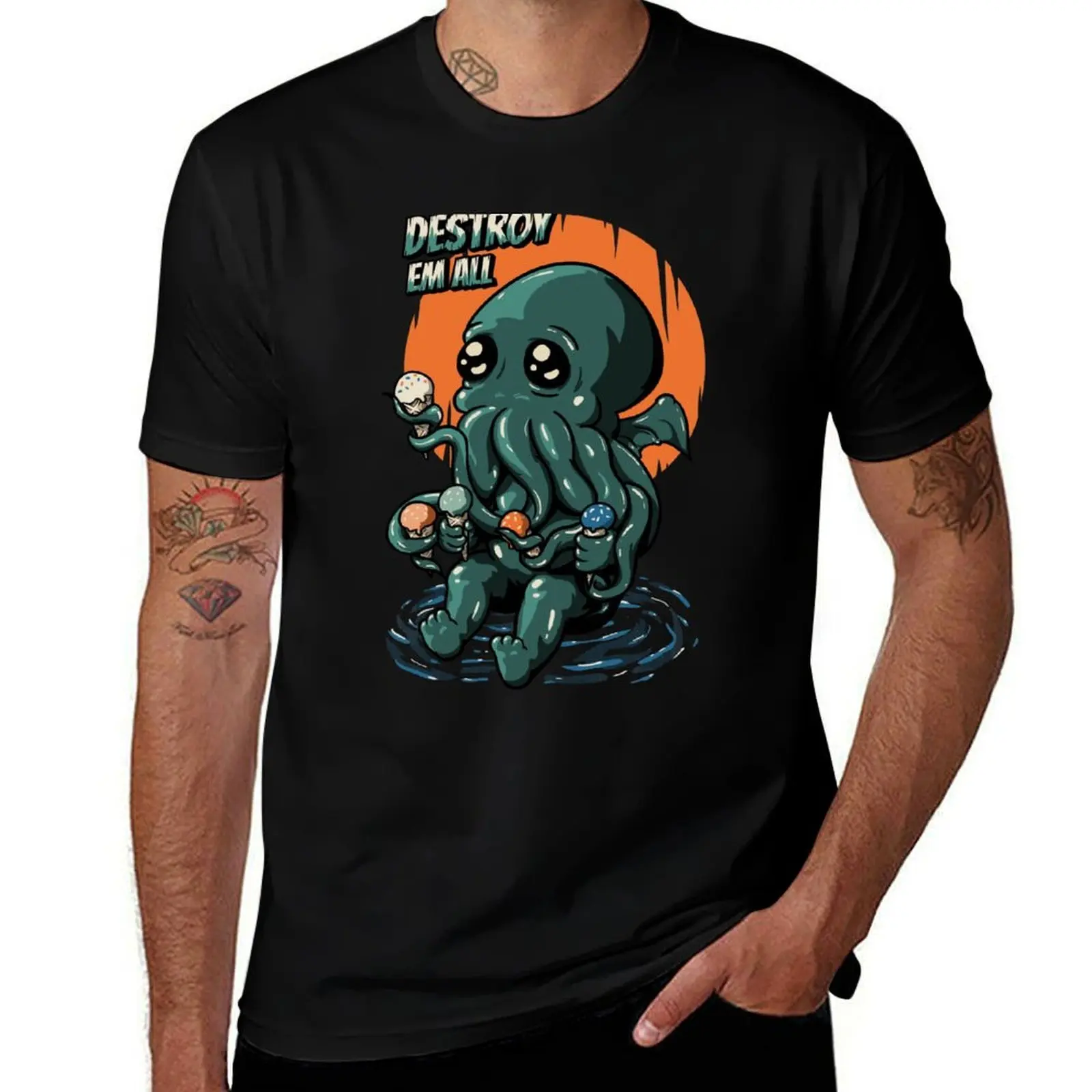 The Ice Cream Destroyer - Lindo bebé Cthulhu Necronomicon Lovecraft divertido niños máscara comida snack postre Tie Dye Bac camiseta