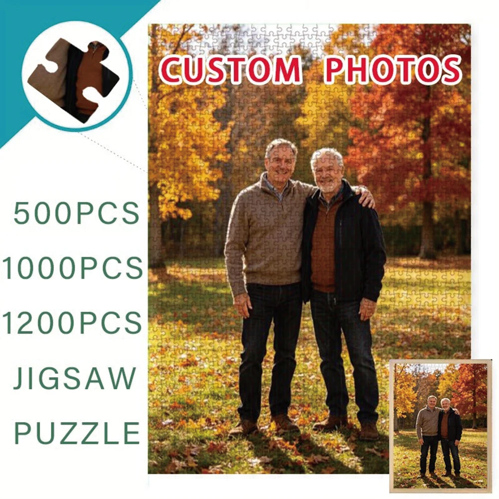 35/300/500/1052pcs Personalized Custom Photo Puzzle Selfie Photo Father's Day Back To School Halloween Christmas New Year