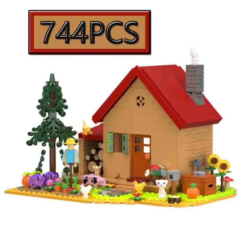 

MOC 744PCS Creative Farm Building Blocks Star Dew Valley Story Farmhouse Model Children's Puzzle Toy Birthday Gift