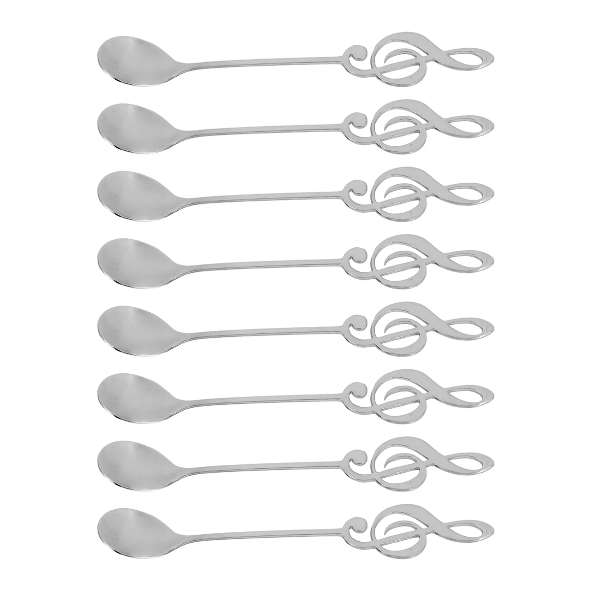 8Pcs Cute Music Theme Tea Stirring Spoon Coffee Spoon Stainless Steel Note Shape Small Ice Cream Dessert Scoop Flatware