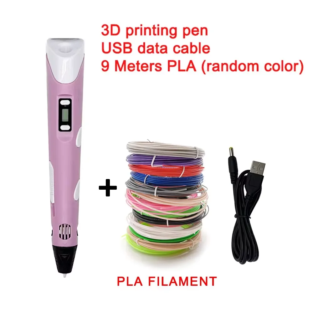 Elektronischer 3D-Druckstift mit 9M PLA-Verbrauchsmaterialien, Hochtemperatur-3D-Graffiti-Werkzeug, intelligentes Spielzeug, Weihnachts- und Geburtstagsgeschenk