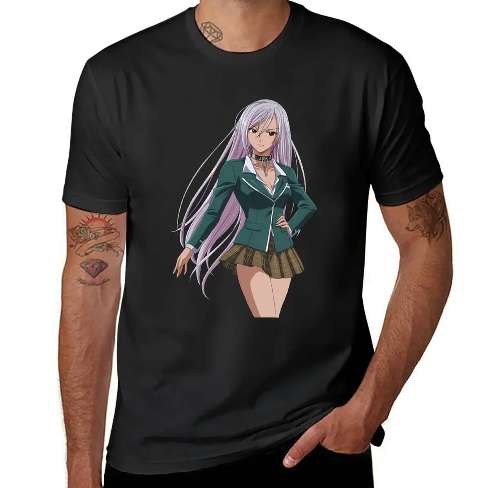 Summe Moka Akashiya Rosario Vampire T-Shirt for a boy oversized sweat blacks funny t shirts for men manga vintage anime clothes