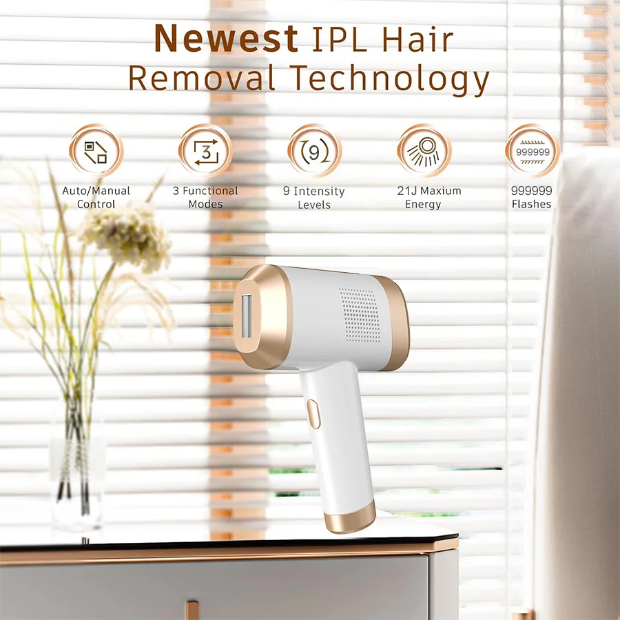 

Профессиональное устройство для удаления волос IPL с ледяным охлаждением и неограниченным количеством вспышек для домашнего использования, безболезненное лазерное удаление волос, 5 уровней энергии