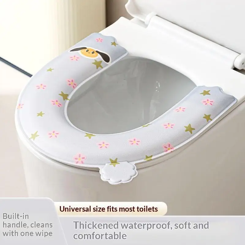1Pcs Toilet Seat Cover Cartoon Pattern Self-adhesive Thickened Toilet Seat Mat