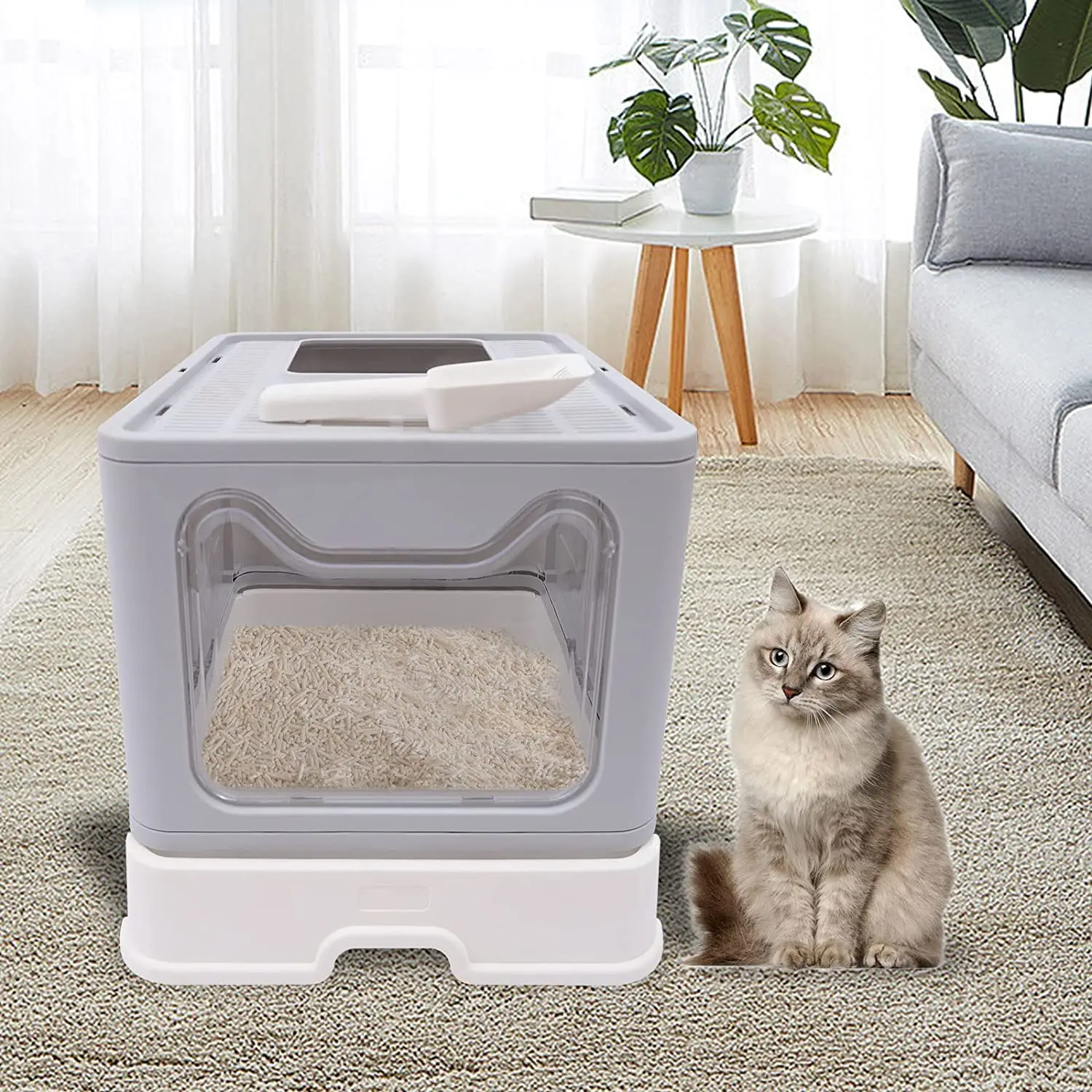 

Top-Entry Cat Litter Box Folding Independent Packaging Small Volume Fully Enclosed Forward Top-Out Drawer Cat Toilet