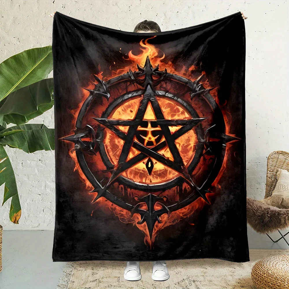 Style Pattern: Burning Pentagram Print, Four Seasons All-Purpose Three-Dimensional Nap Office Small Throw Blanket, Family Blanke
