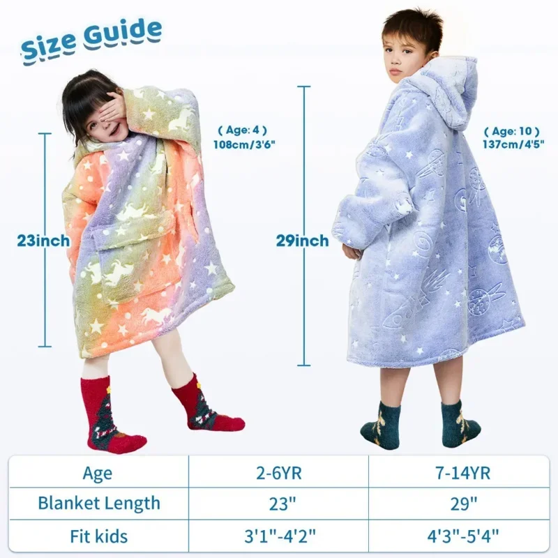 Simbok Oversized Flanel Met Mouwen Winter Hoodies Sweatshirt Fleece Giant Wearable Deken Hoodie Voor Kinderen Babys MN9