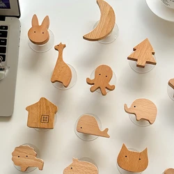 Cute Wooden Animal Drawer Hooks Wall Keychain Coat Hooks Home Wardrobe Decor Kitchen Accessories - Room Decor Wood Hook Hanger