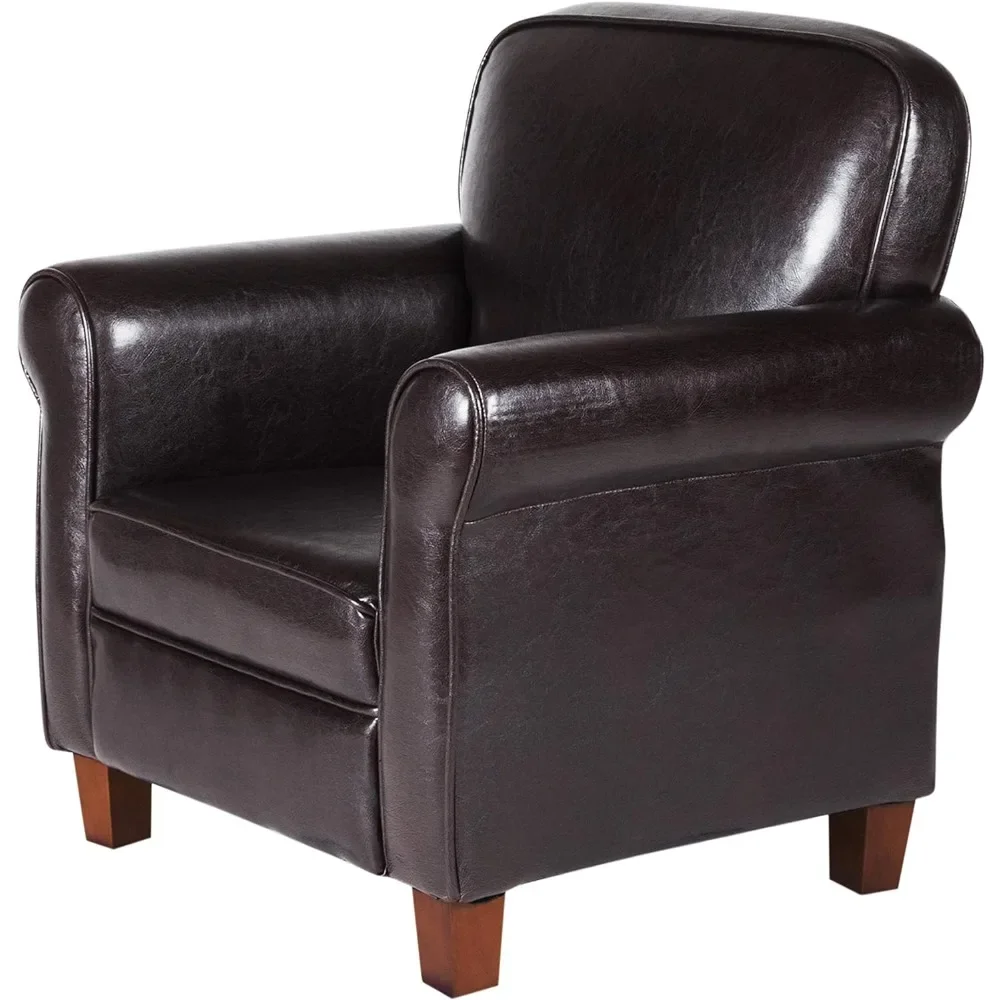 Youth Leatherette Club Chair Living Room Chairs Dark Brown Furniture Lounge Home Relaxing