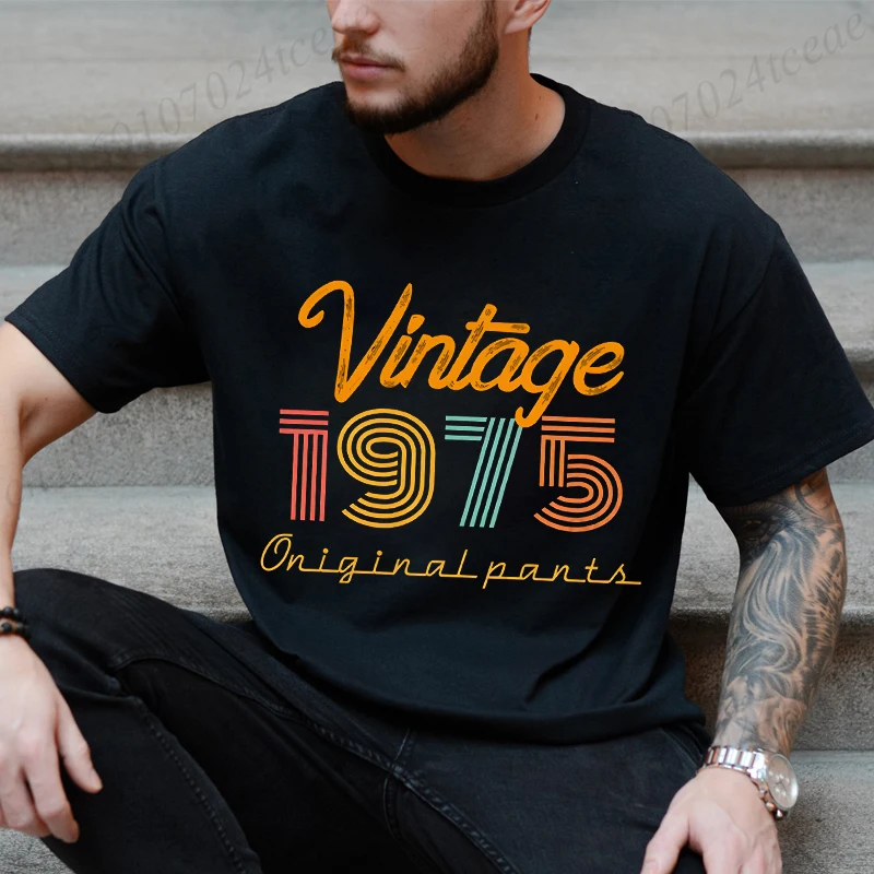 Funny Made in 1975 All Original Parts T-shirt Men Clothing Casual Tops Men Clothing Birthday T Shirt Fashion Oversized Tshirts view 4