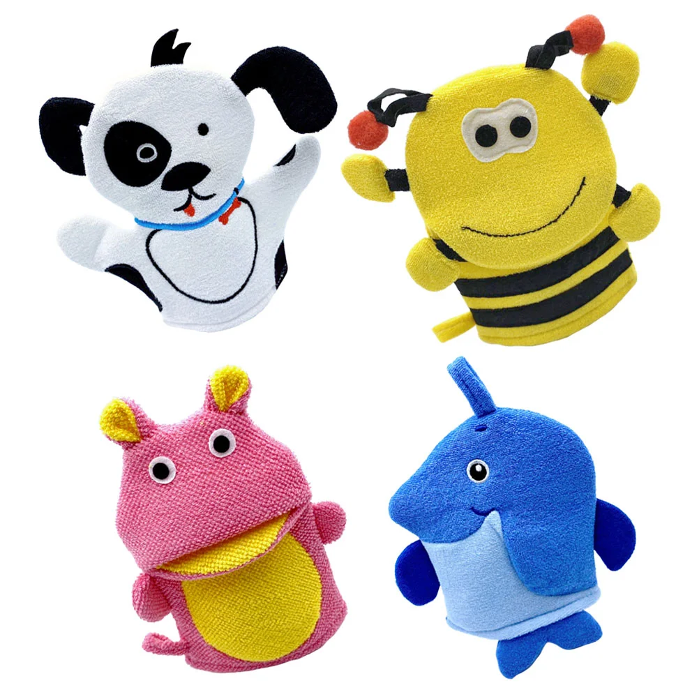 Kinderen Badwanten Cartoon Handschoenen De Want Dieren Baby Wash Scrubber voor Lichaam