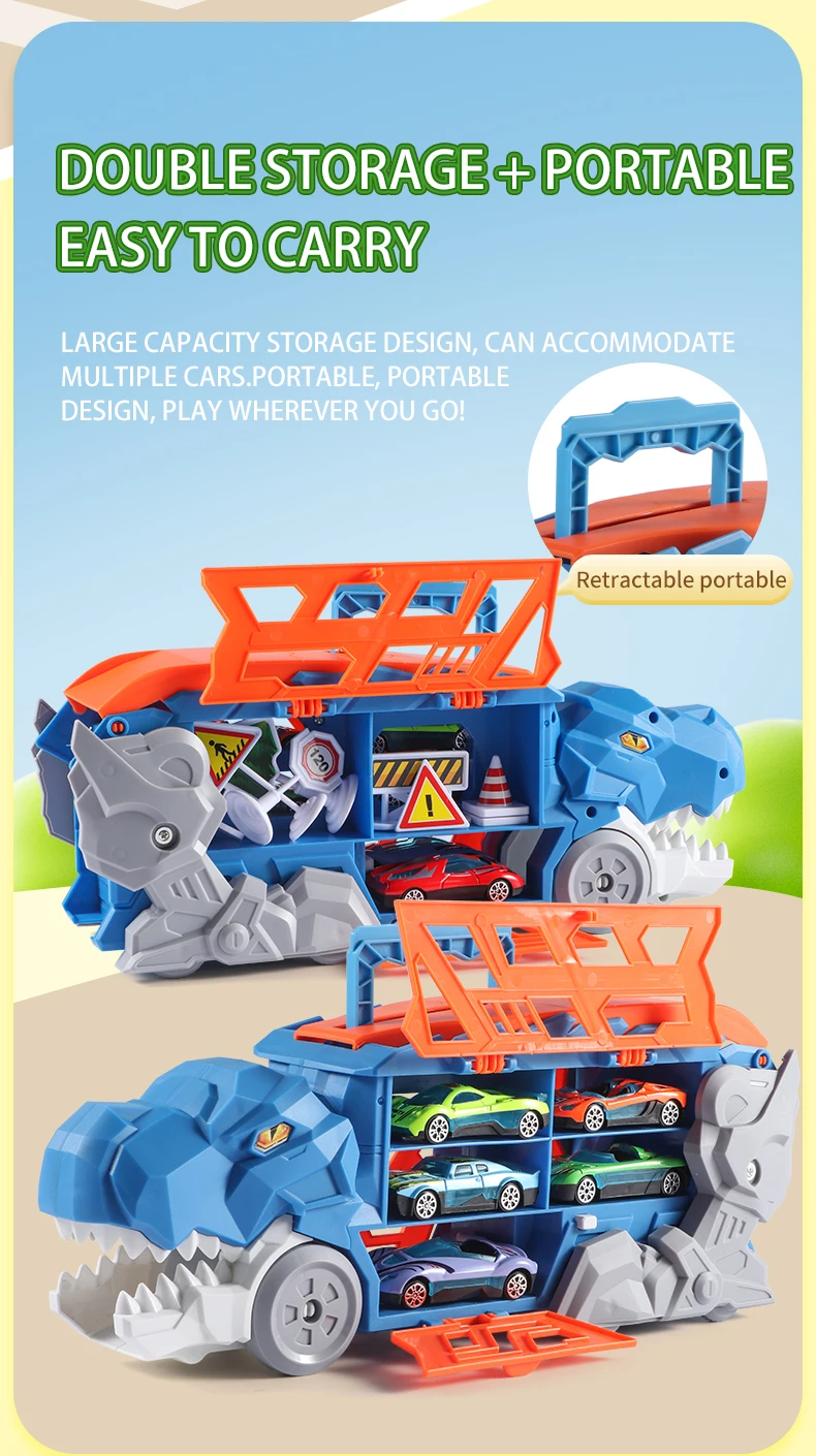 Dinosaurier-Morphing-Rennstrecken-Auswurfauto-Spielzeug, Legierungsauto-Modell, Jungen-Morphing-Gleit-Auswurf-Transport-Puzzle, Geburtstagsgeschenk – Detail 7
