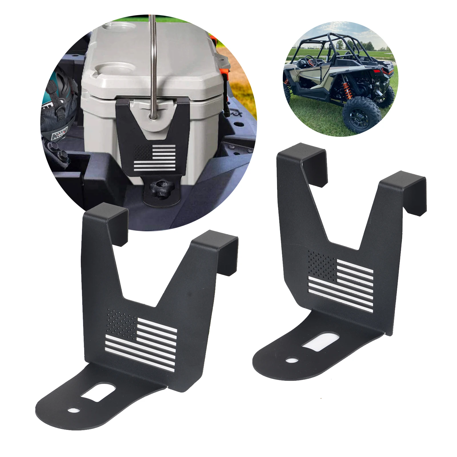 UTV Accessories High Quality 2Pcs USA Flag Ozark 26 Quart Cooler Mounting Barckets  for Polaris RZR/XP/Turbo Outdoor Parts