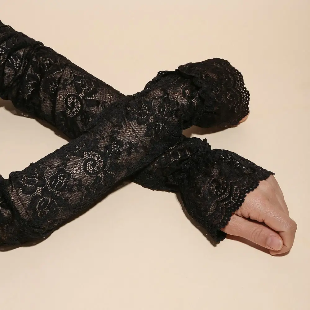 

Дышащие эластичные кружевные рукава из ледяного шелка с сетчатыми вставками для защиты от солнца, тонкие свободные длинные рукава-накидки для девочек