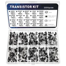 200pcs BJT Transistor Kit 10 Values A1015 BC327 BC337 C1815 S8050 S8850 2N2222 2N2907 PNP NPN Bipolar Power Transi