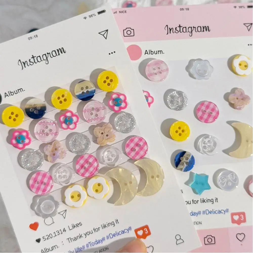 

10pcs/bag Lovely Korean Ins Style DIY Cream Button For Hand Account Decoration Material Hair Hoop Decoration Button Accessories