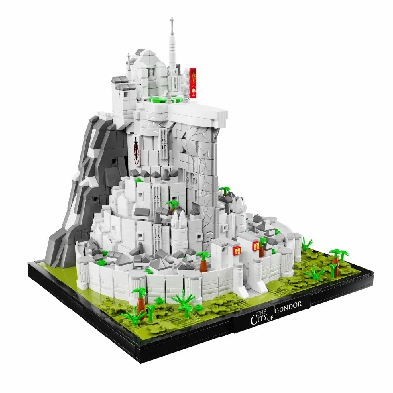 2211 pçs anéis de filme minas cidade branca tirith blocos de construção vista rua castelo arquitetura modular modelo quebra-cabeça brinquedos presentes do miúdo