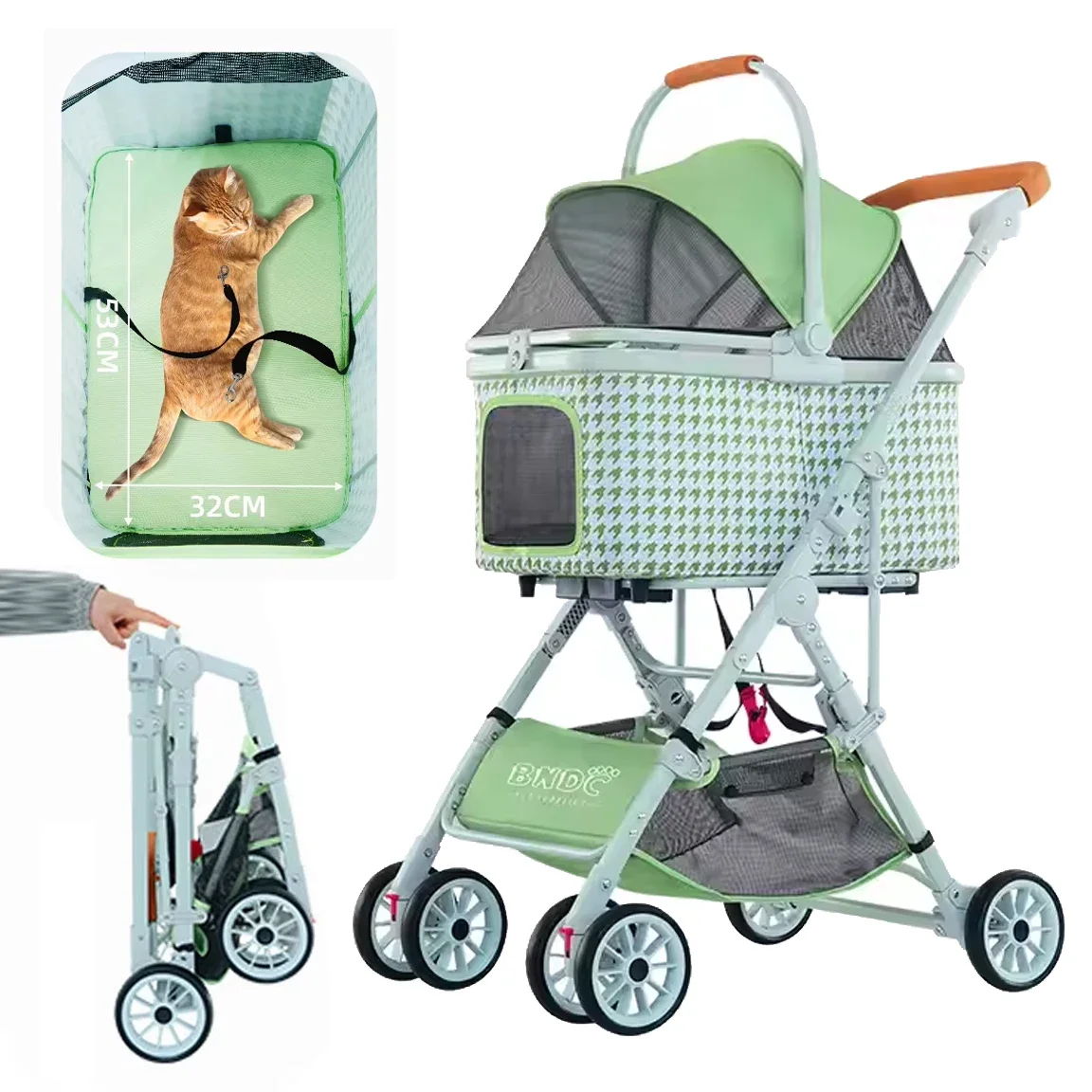 

3 in1 Portable Lightweight Small Dog Stroller Outdoor One-click Folding Breathable Carts for Cat Travel Carrier Bag Pet Supplies