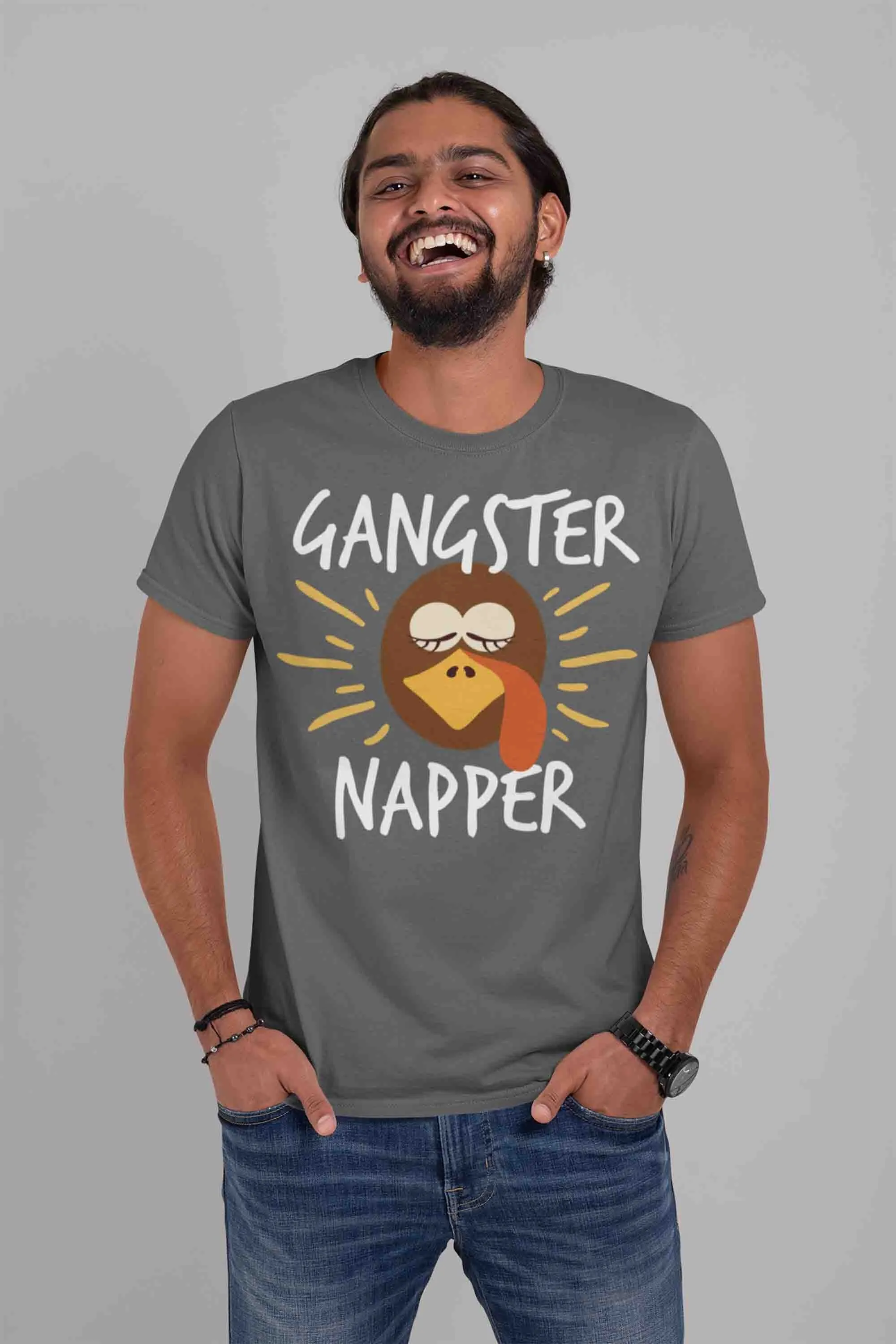 Men's Funny Thanksgiving T Shirt Gangster Napper Nap Turkey