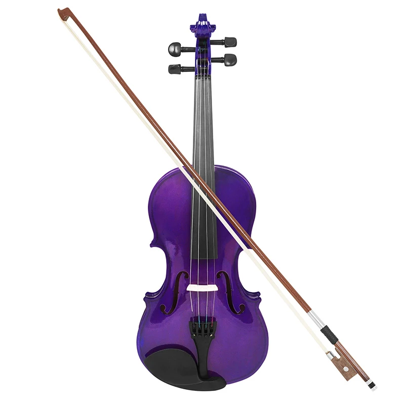 

Wooden Violin 4x4 Adult Professional Violins Student School Teaching Violin with Bag Purple Children 5 String Music Instruments