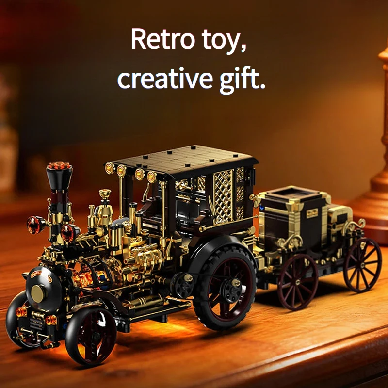

Конструктор «Ретро-паровоз» 2026: креативные механические строительные блоки, декор для рабочего стола, игрушка-подарок в стиле стимпанк