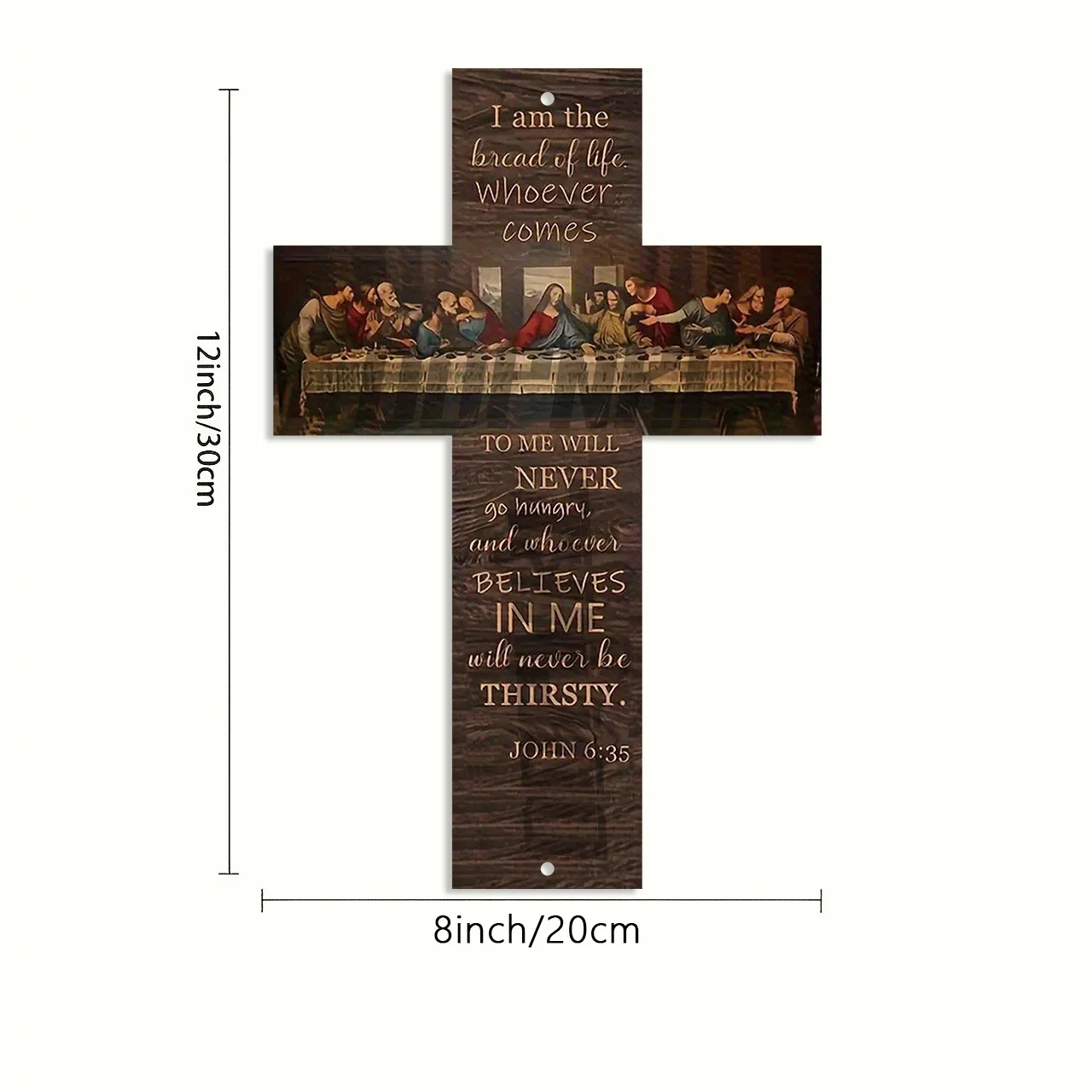 2D Last Supper Christian Cross Wall Plaque - Vintage Bible Religious Art, Metal Last Dinner Scene for home Church Farmhouse