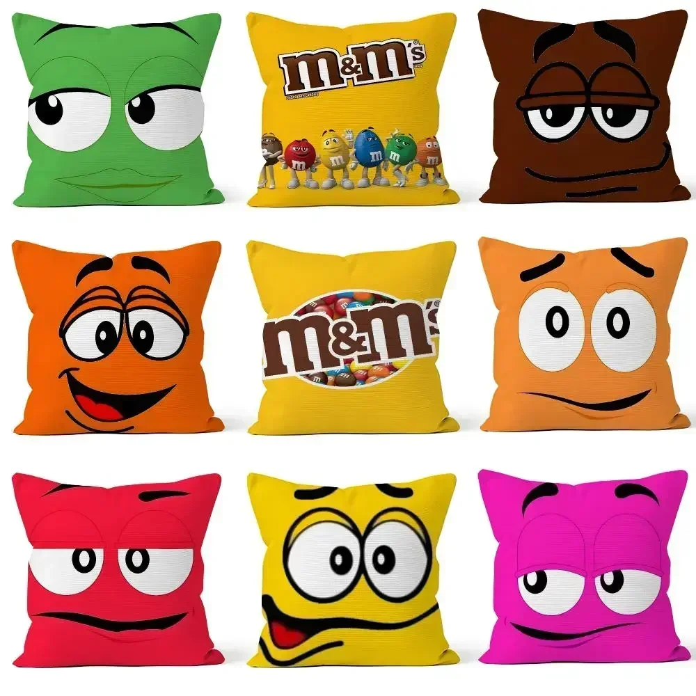 Mascot M&M's Red Yellow Spokescandies Cushion Cover Throw Pillow Soft Short Plush Cozy Colorfast For Sofa Bedroom Home Decor