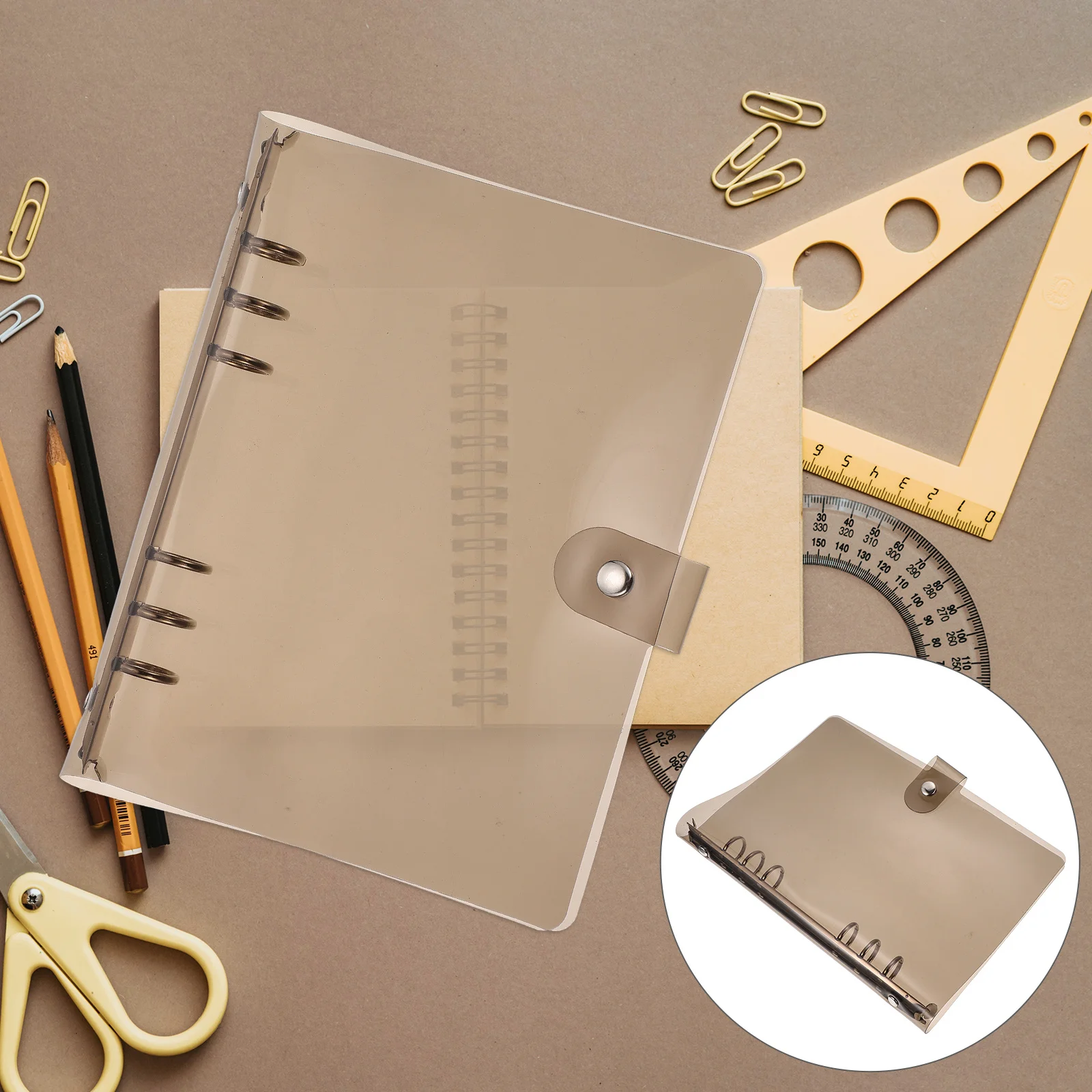 

1 pc Small 6-Ring Loose-Leaf Binder Cover Waterproof Pvc Notepad Protector For Documents Diaries Journals Office Supplies