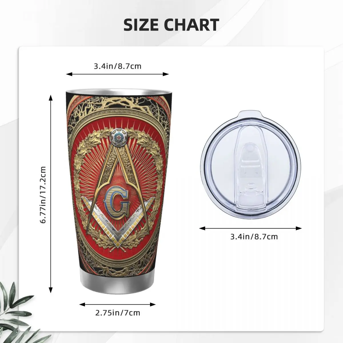 Masonic Symbols Insulated Tumbler with Straws 3rd Degree Mason Silver Jewel Master Vacuum Coffee Mugs Outdoor Thermos Bottle Cup