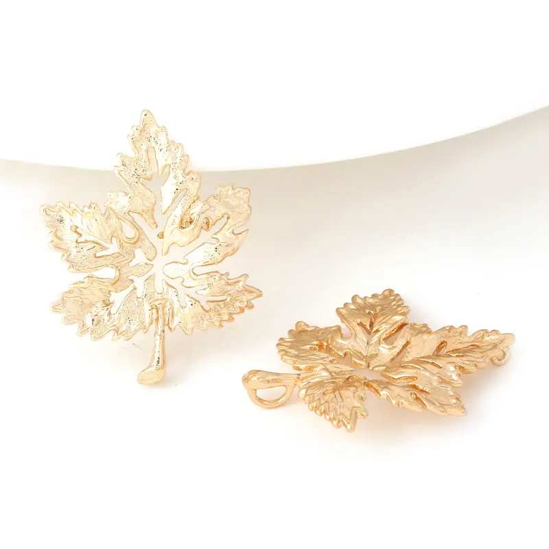 18K Gold Color Brass Tree Leaf Leaves Charms Pendants High Quality Diy Jewelry Making Earrings Accessories for Women