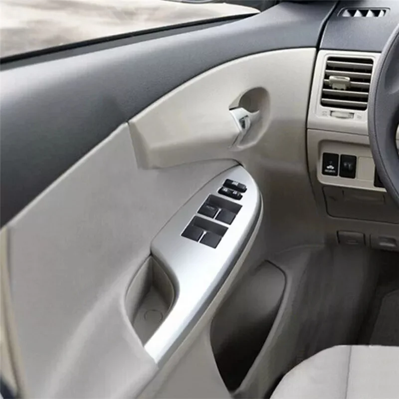 4PCS รถเงินสวิทช์หน้าต่าง BEZEL Trim 74232-02630 74231-02620 สําหรับ Toyota Corolla 2007-2013 แขนด้านบน Panel-Y79A