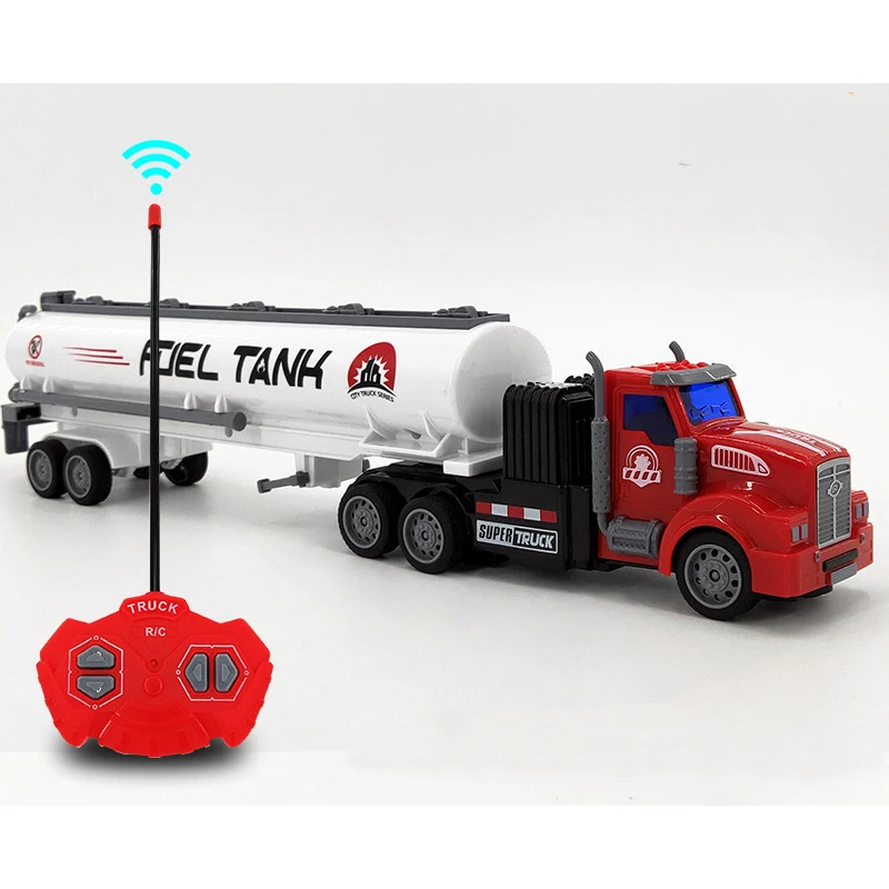 Red RC Truck 1:48 Remote Control Car Engineering Vehicle Semi-trailer Tanker Radio Control Toys for Boys Children Christmas Gift