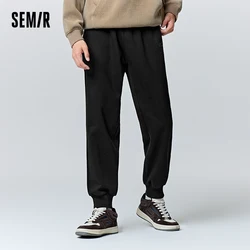 Semir Casual Pants Men Winter Long Trousers Heating Antibacterial Fleece Thickened Ankle-Binding Sports Wind Oversize Trousers