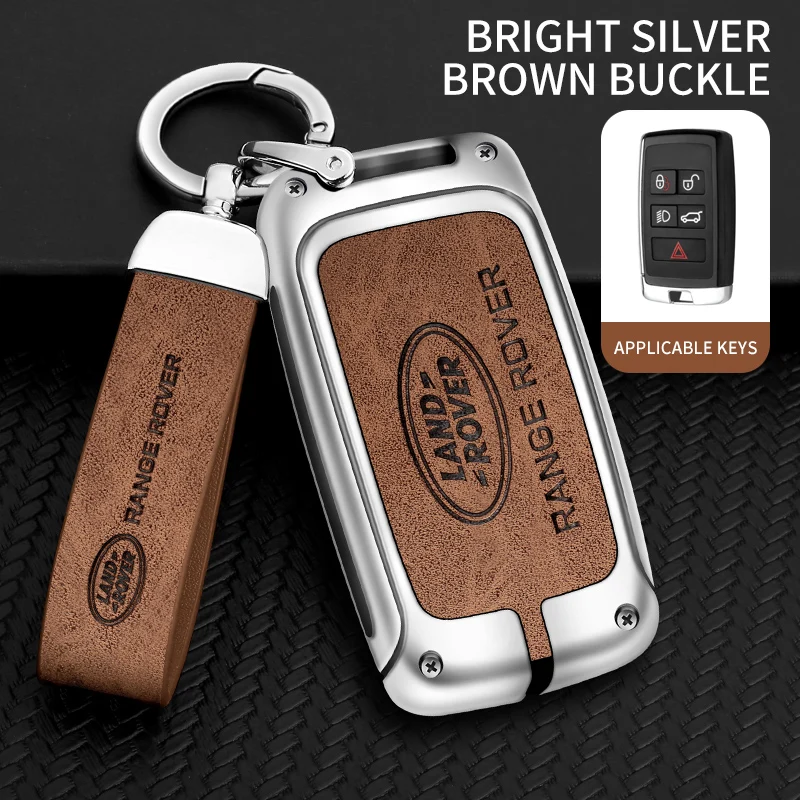 Zinc Alloy + Leather Car Key Case Cover Shell For Land Rover Range Rover Sport Velar Evoque Freelander Discovery Protector Shell