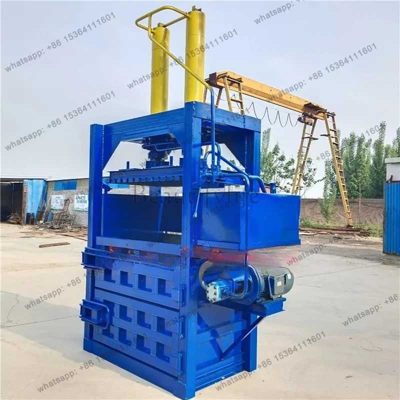 Waste paper plastic bottle hydraulic baler woven bag waste can flattening machine