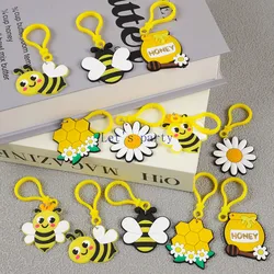 12Pcs Cartoon Daisy Honey Bee Theme Keychain Backpack Pendant for Kids Birthday Party Favors Baby Shower Gifts Pinata Fillers