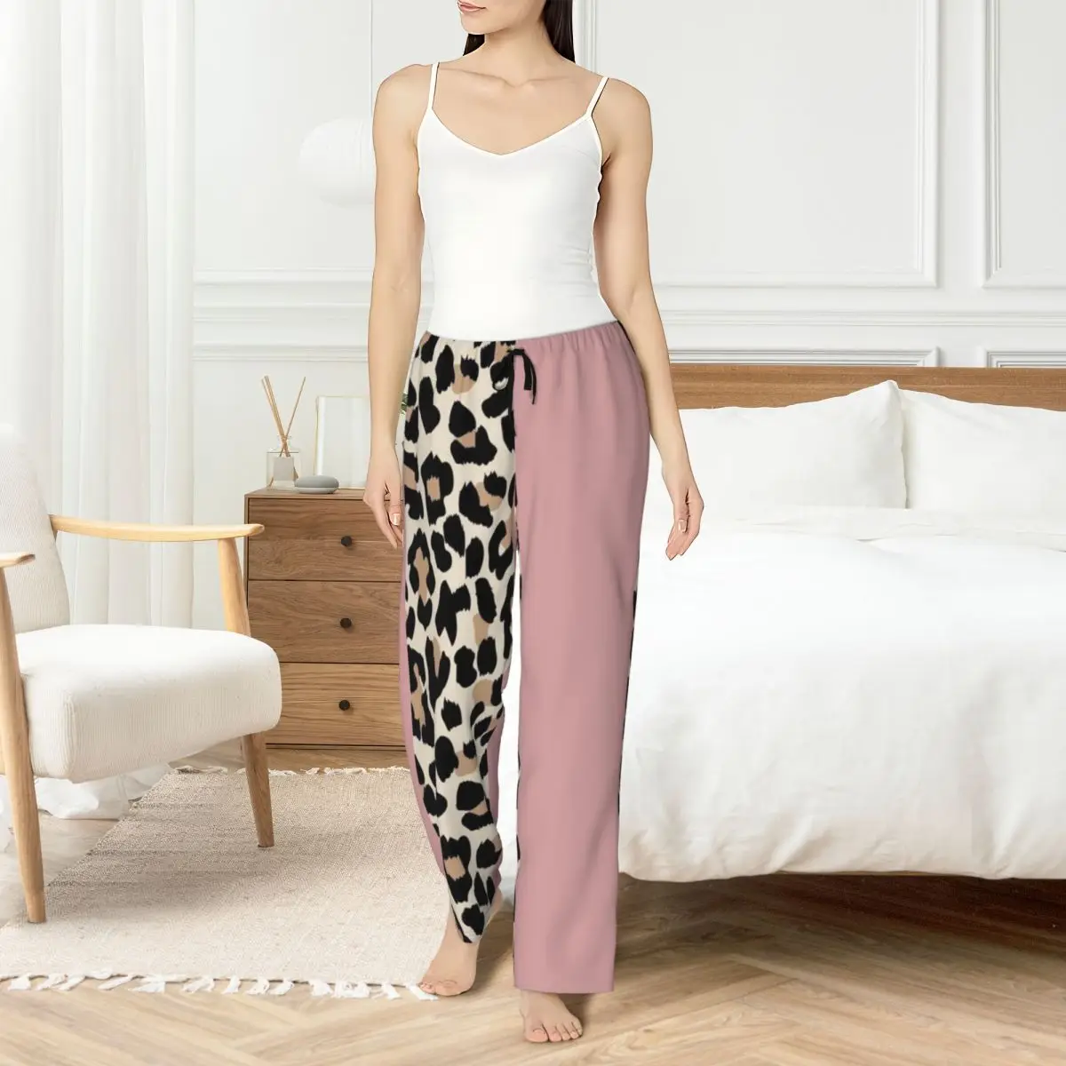 Custom Printed Women's Leopard Print Colorful Pajama Pants Sleepwear Sleep Lounge Bottoms with Pockets