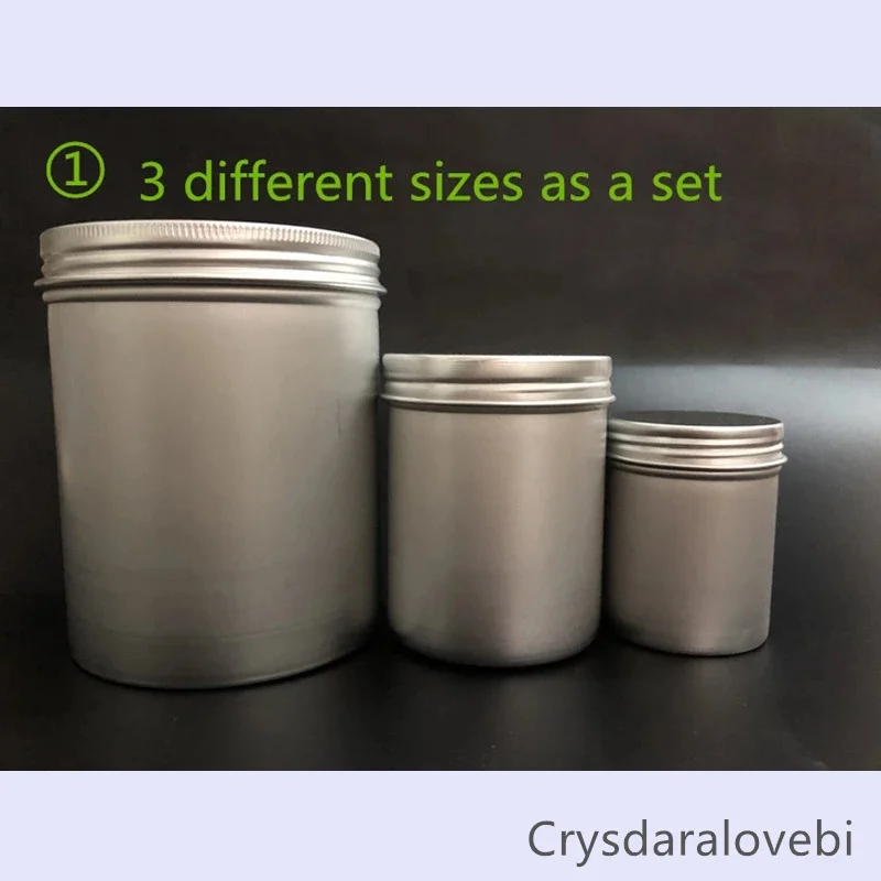 3 Sizes&4 Sets Aluminum Storage Spices Case Coffee Candy Tea Storage Jars Set Round Metal Lip Balm Tins Jars For Spices