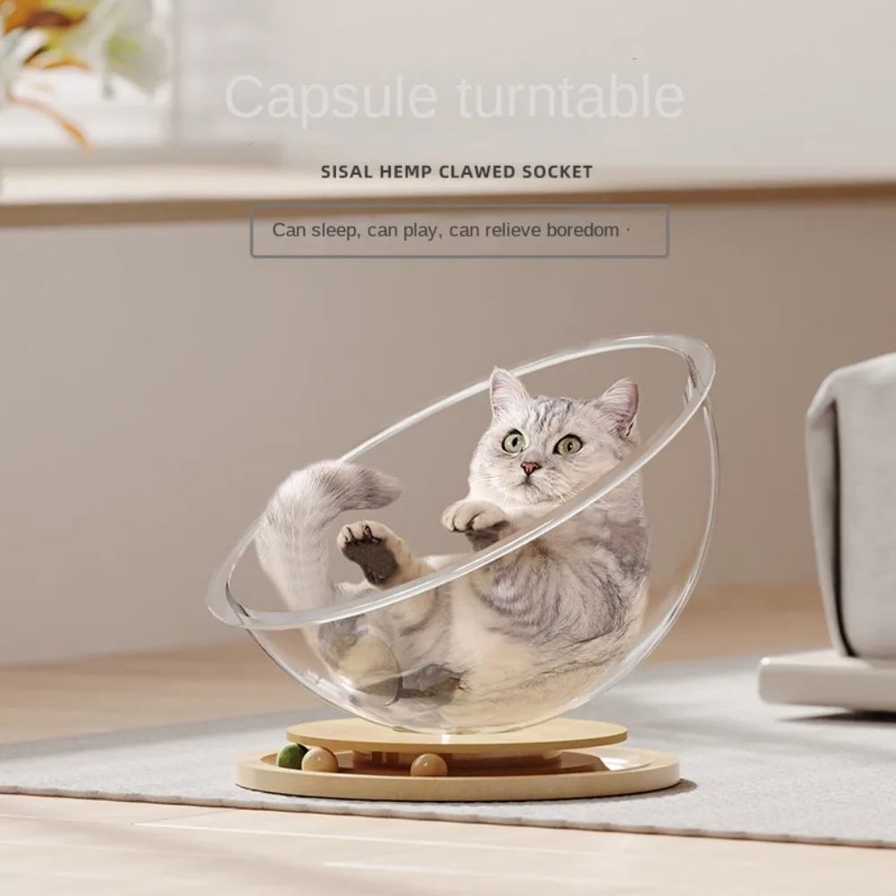 Funny Transparent Spacecraft Cat's Nest Semi-enclosed Removable Washable Space Capsule Cat Bed Cat Toys