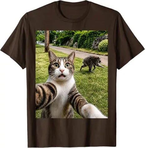 Jimothy Cat Selfie Raccoon Legend T-Shirt Y2k Niedliches Jimothy Raccoon Kitty Lover Grafik-Bekleidung für Frauen Männer Streetwear T-Shirts – Detail 11
