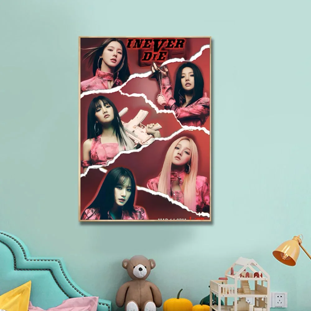 1PC Famous Korean Kpop Girl Group Gidle Poster Poster Stickers Art Wall Murals Decor Game Room Decor Gifts Kawaii HD Painting