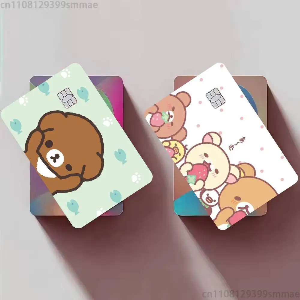 Cute R-Rilakkuma BearPink  Sticker Film Tape Skin for Credit Card Debit Card Cartoon Waterproof Stickers Small Chip
